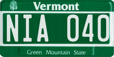 VT license plate NIA040
