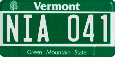VT license plate NIA041