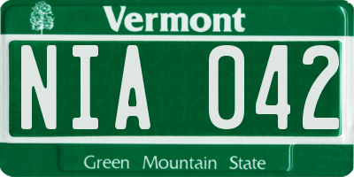 VT license plate NIA042