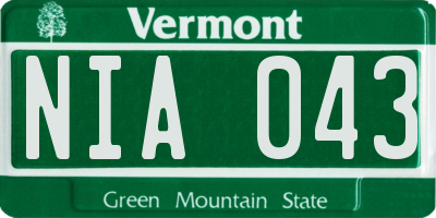 VT license plate NIA043