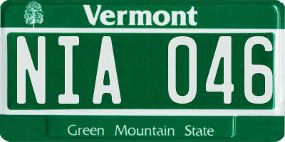 VT license plate NIA046