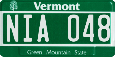VT license plate NIA048