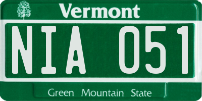 VT license plate NIA051
