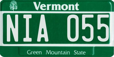 VT license plate NIA055