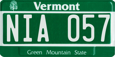 VT license plate NIA057