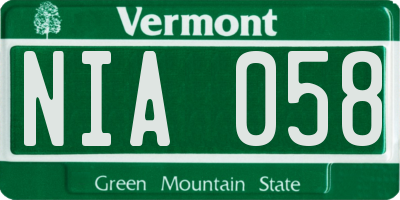 VT license plate NIA058