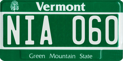 VT license plate NIA060