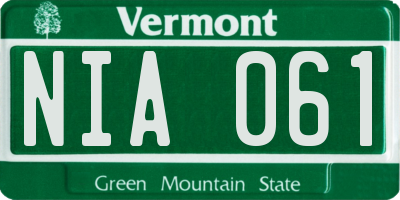VT license plate NIA061
