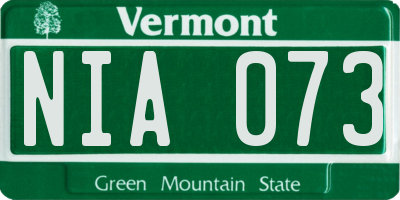 VT license plate NIA073