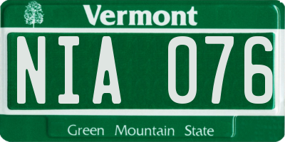 VT license plate NIA076