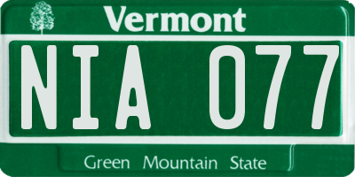 VT license plate NIA077