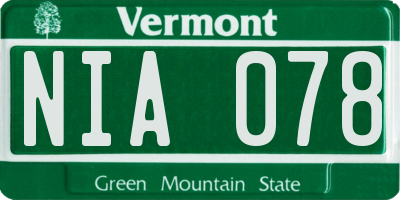 VT license plate NIA078
