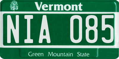 VT license plate NIA085