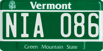 VT license plate NIA086