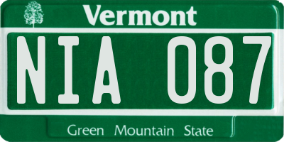 VT license plate NIA087