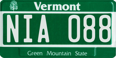 VT license plate NIA088