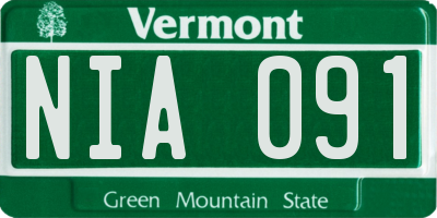 VT license plate NIA091