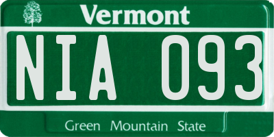 VT license plate NIA093