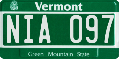 VT license plate NIA097