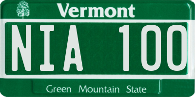 VT license plate NIA100
