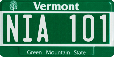 VT license plate NIA101