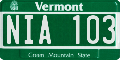 VT license plate NIA103