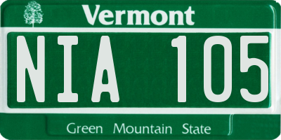 VT license plate NIA105