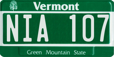 VT license plate NIA107