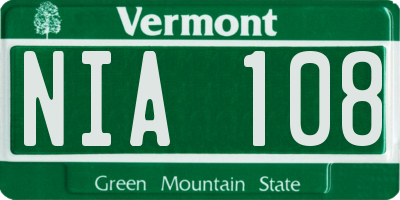 VT license plate NIA108