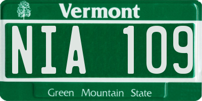VT license plate NIA109