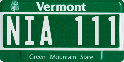 VT license plate NIA111
