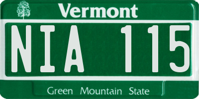 VT license plate NIA115