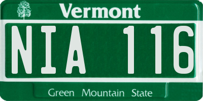 VT license plate NIA116