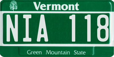 VT license plate NIA118
