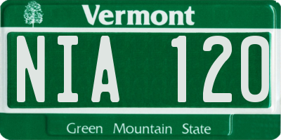 VT license plate NIA120