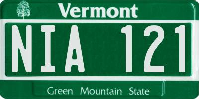VT license plate NIA121