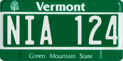 VT license plate NIA124