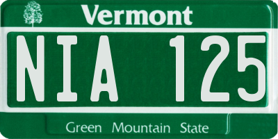 VT license plate NIA125
