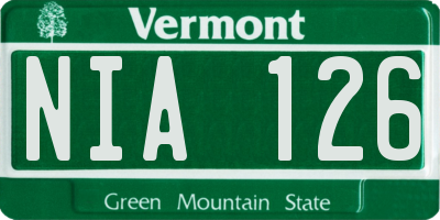 VT license plate NIA126