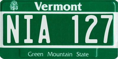VT license plate NIA127
