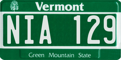 VT license plate NIA129