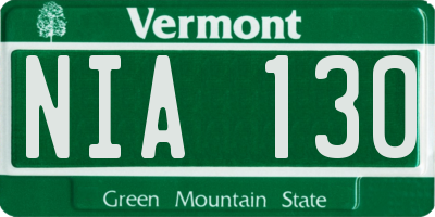 VT license plate NIA130