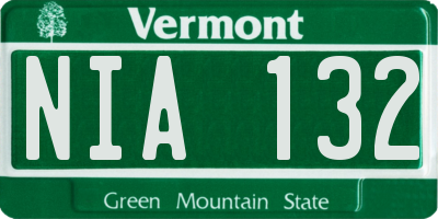 VT license plate NIA132