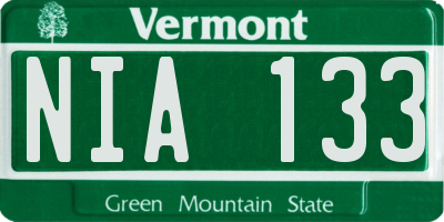 VT license plate NIA133