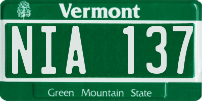 VT license plate NIA137