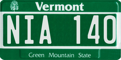 VT license plate NIA140