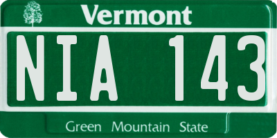VT license plate NIA143