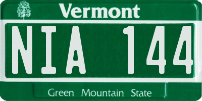 VT license plate NIA144