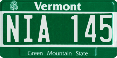 VT license plate NIA145