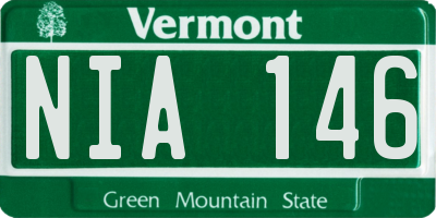 VT license plate NIA146